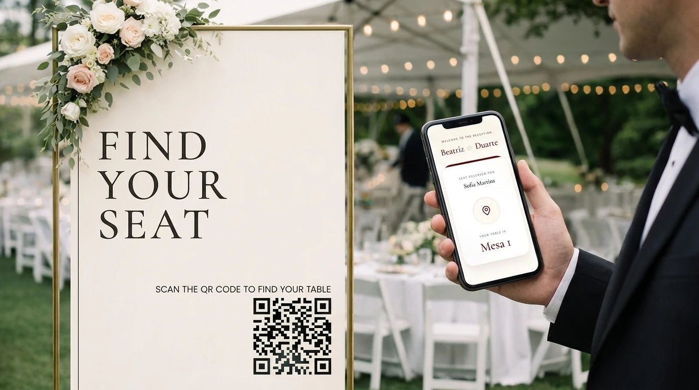 On the day, guests find their own table